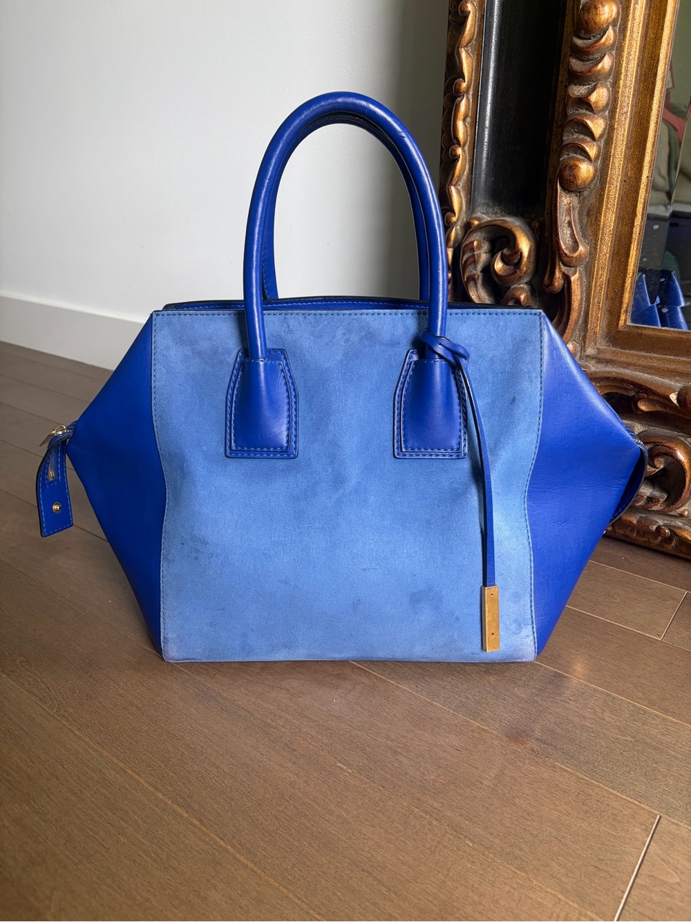 Stella McCartney Blue Faux Leather & Suede Cavendish Boston tote - Picture 2 of 14